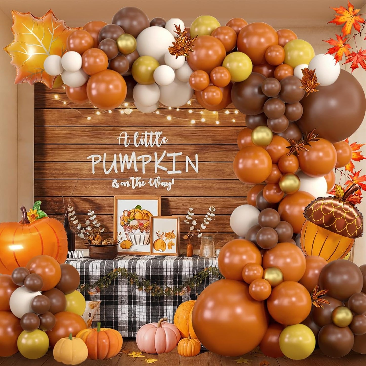 Pumpkin Fall Balloon Arch Kit Orange Coffee Brown White Thanksgiving Balloon Arch Garland for Fall Baby Shower Thanksgiving Decorations Autumn Birthday Party