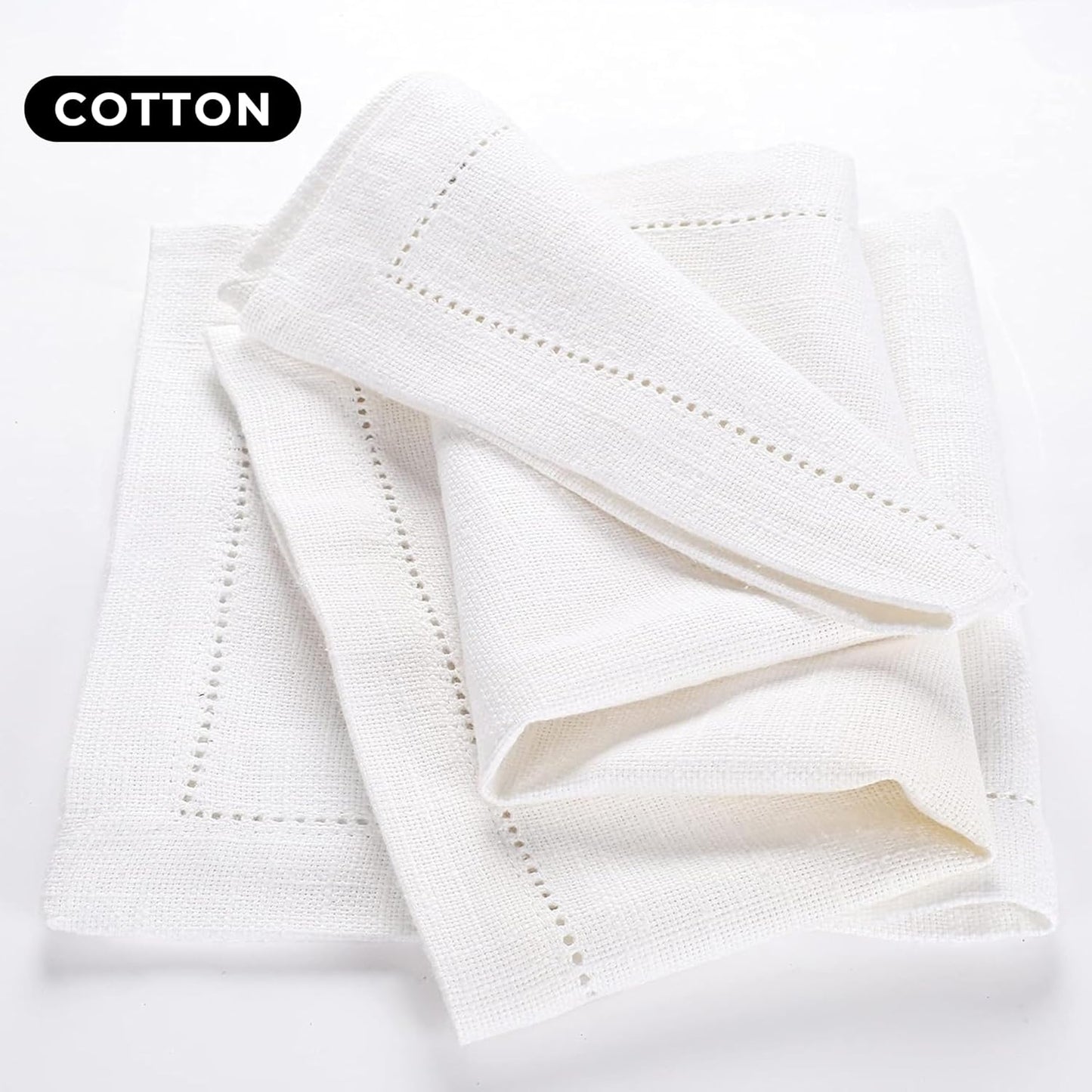 Cloth Dinner Napkins Set of 6 – 100% Cotton White Dinner Napkins 16x16 – Reusable for Easter, Christmas, Weddings, Baby Shower, Parties
