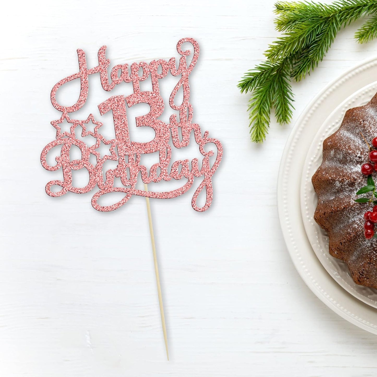 1 Pack Happy 13th Birthday Cake Topper Rose Gold Glitter 13 Official Teenager Cheers to 13 Years Old Birthday Cake Pick for Celebrating 13th Birthday Anniversary Party Cake Decorations Supplies