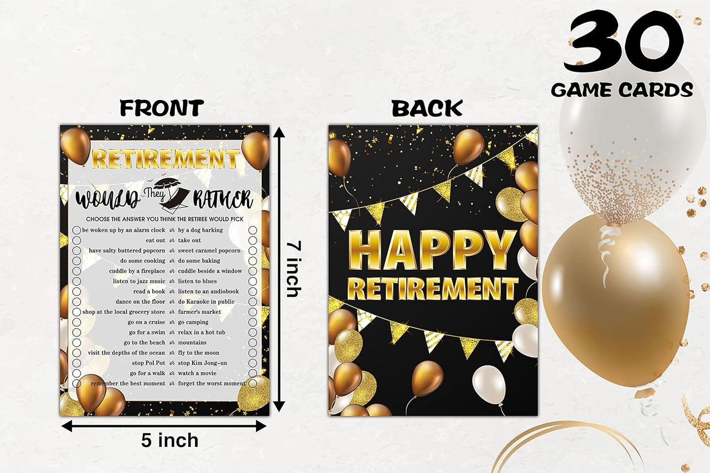 Retirement Party Games - Would They Rather Retirement Games - 30 Game Cards – Retirement Party Favors Supplies Decorations (06)