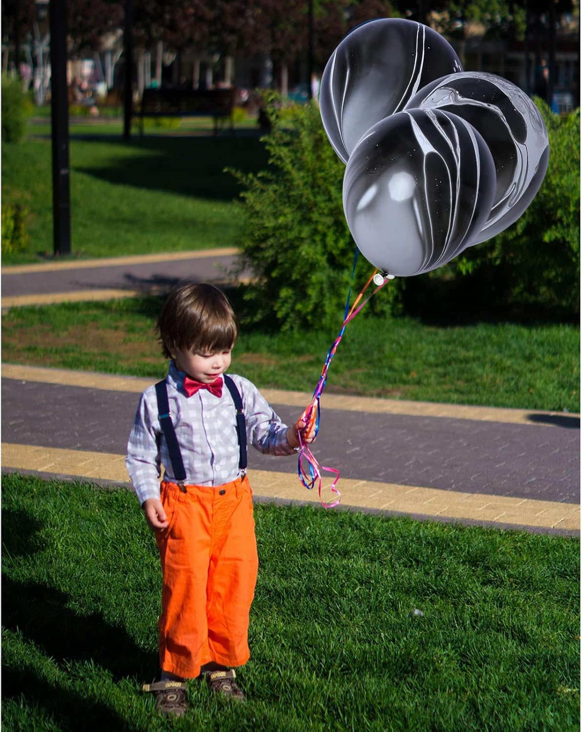 Black Marble Balloons 12 Inch Agate Latex 50PCS for Birthday Party, Christmas, Wedding, Halloween Decorations - Black and White Tie Dye for Festival Photobooth