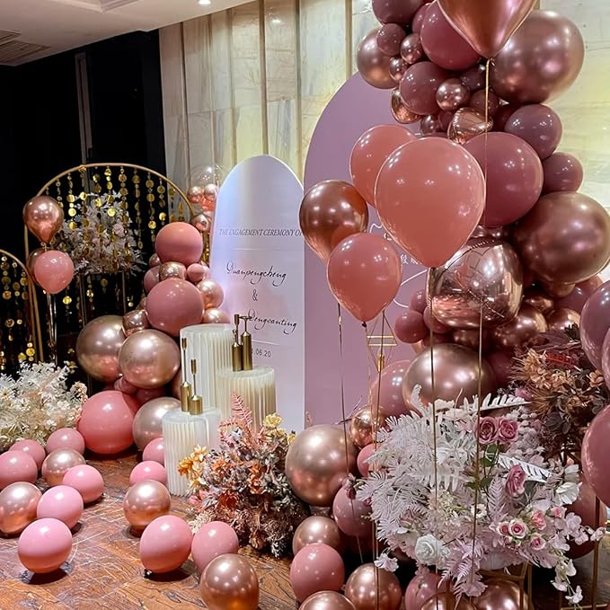 90pack Retro Pink Balloons Different Size 18/12/10/5 Inch Pink Balloon Garland Arch Kit for Graduation, Wedding, Birthday, Princess Theme Party, Baby Shower, Anniversary Party Decorations