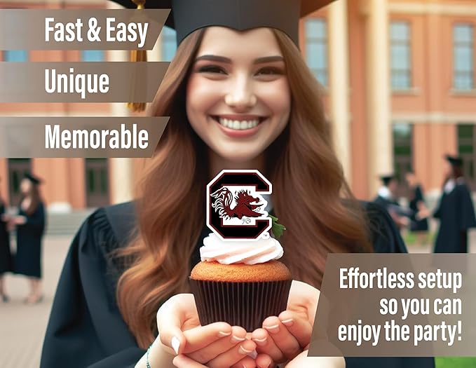 USC Party Supplies for Football, Birthday Gift, Graduation Party Banner and Cake Toppers (42 Pieces) (South Carolina Gamecocks)