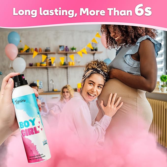 Gender Reveal Fire Extinguisher Set for Newborn Baby, 4Pcs Pink Gender Reveal Smoke Bombs, 100% Biodegradable Color Blaster for Cool Gender Reveal Ideas, Confetti Power Cannon Shooter Party Supplies