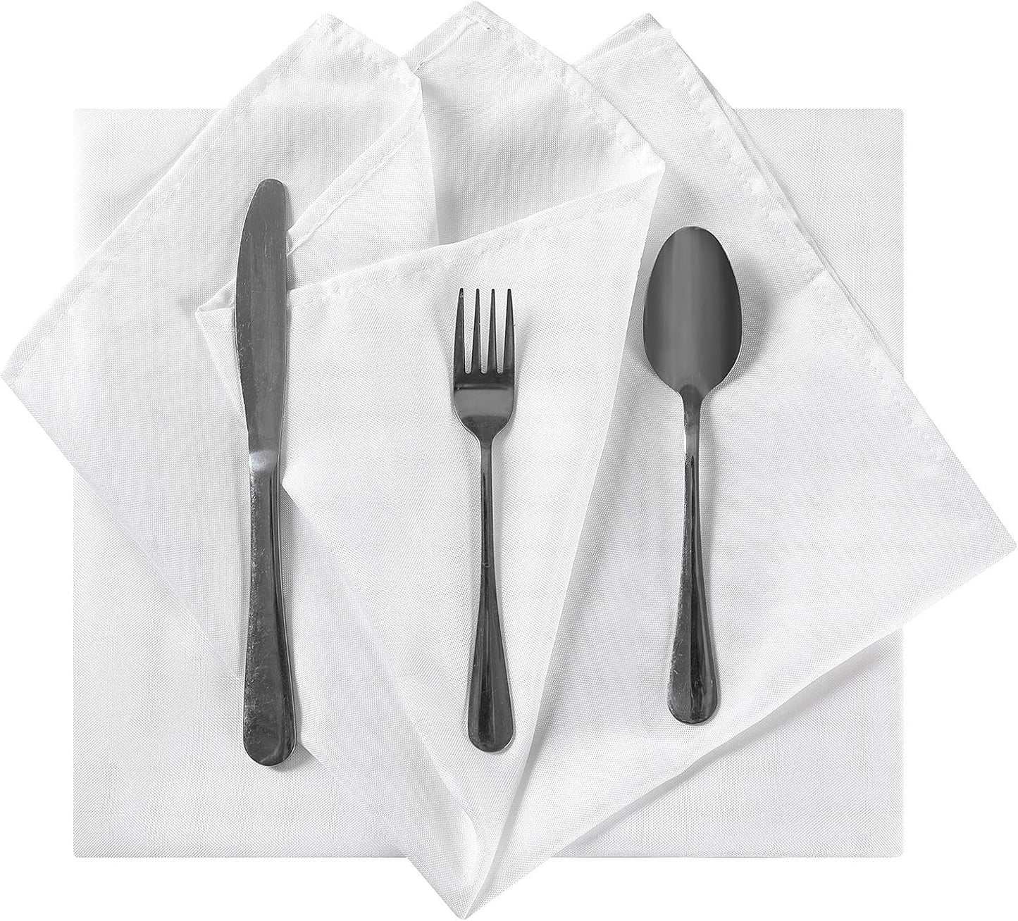 Cloth Napkins 17x17 inch Washable Polyester Dinner Napkins Soft Table Napkins for Wedding Party Dining Banquet(White,50PCS)