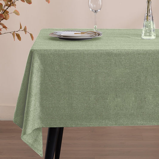 Rectangle Tablecloth Linen Textured Table Cloths 55 x 95 Inch Waterproof Spill-Proof Wipeable Wrinkle Free Dining Table Cover for Buffet Party Farmhouse Outdoor and Indoor Use, Sage Green