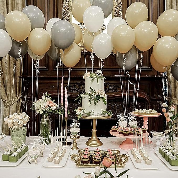 PartyWoo Cream Balloons 140 pcs Different Sizes of 18 12 10 5 Inch Beige Ivory Nude Neutral Boho Fall Latex Balloons for Graduation Birthday Baby Shower Jungle Theme Party Decorations Brown-F56