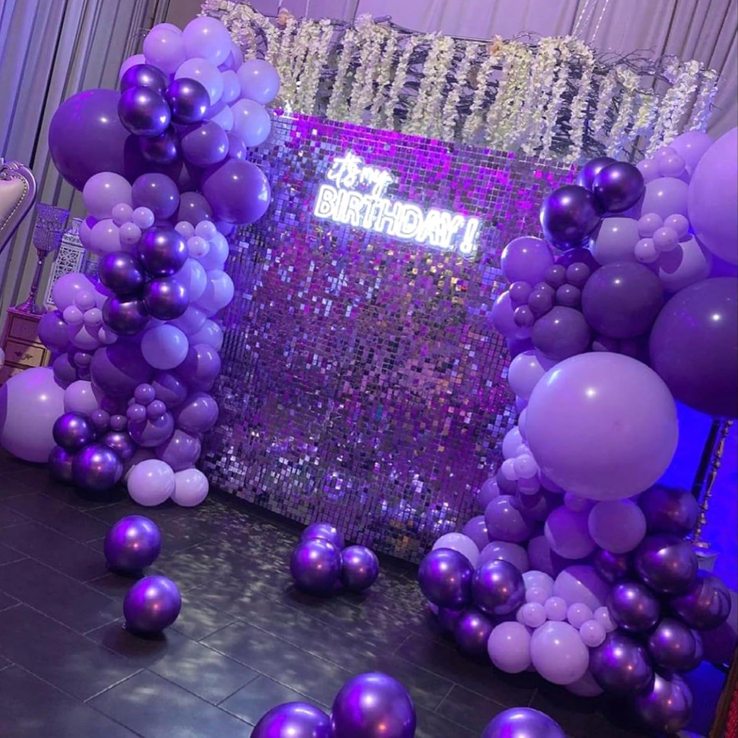 Purple Mixed Balloons, 60 PCS 12inch Lavender Balloons Metallic Purple Confetti Latex Balloon for Girls Women Birthday Baby Shower Bridal Shower Wedding Party Decorations