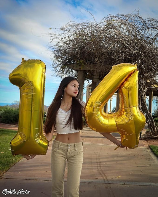 Gold 4 Balloon, Number Balloon 40 Inch, 4th Gold and Black Party Decorations, Four Large Numbers for Party Decor, Number 4 Balloon