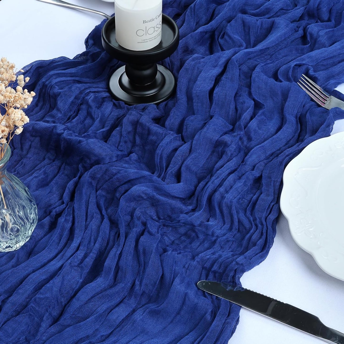 6 Pack 10FT Royal Blue Cheesecloth Table Runner 35x120 Inch Gauze Rustic Boho Table Runner Cheese Cloth for Wedding Decor Birthday Party Bridal Baby Shower Table Centerpiece Decoration