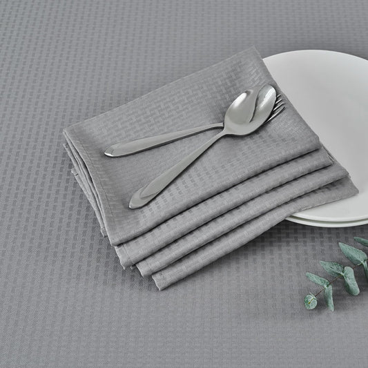 maxmill Cloth Napkins Weaved Texture Pattern Soft Comfortable and Luxury Serviette for Restaurant Family Dinners Weddings Parties and Banquets Set of 4 Pieces, 20 x 20 Inch Light Grey