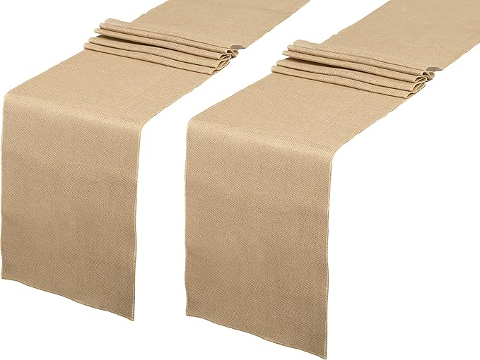 2 Pack Natural Burlap Table Runners (12 x 108 Inch) | Rustic Jute Table Runners for Wedding, Farmhouse, Thanksgiving, Coffee Table Decor Cover, Fall Décor & Parties