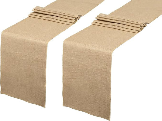 2 Pack Natural Burlap Table Runners (12 x 108 Inch) | Rustic Jute Table Runners for Wedding, Farmhouse, Thanksgiving, Coffee Table Decor Cover, Fall Décor & Parties