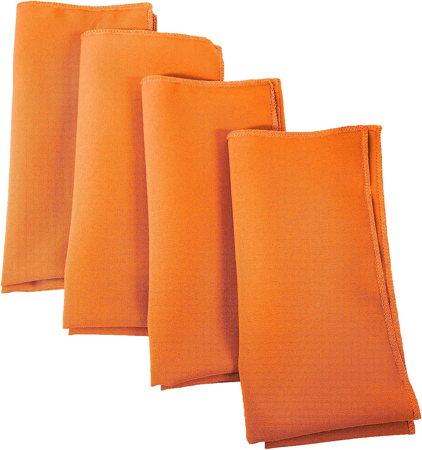 LA Linen 4-Pack Poly Blend Napkins - Soft, Washable, Stain & Wrinkle Resistant - Dinner & Party Napkins - 18x18 - Orange