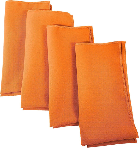 LA Linen 4-Pack Poly Blend Napkins - Soft, Washable, Stain & Wrinkle Resistant - Dinner & Party Napkins - 18x18 - Orange