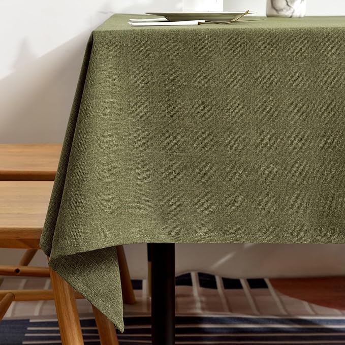 BALCONY & FALCON Table Cloth – Waterproof, Wrinkle Resistant & Washable Square Tablecloth and Table Cover for Dining Room, Kitchen, Outdoor, Party & Birthday Use (Olive, 47" x 47")