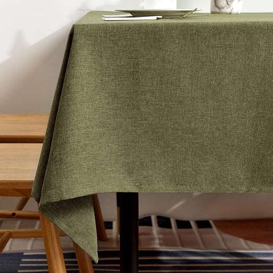 BALCONY & FALCON Table Cloth – Waterproof, Wrinkle Resistant & Washable Square Tablecloth and Table Cover for Dining Room, Kitchen, Outdoor, Party & Birthday Use (Olive, 47" x 47")