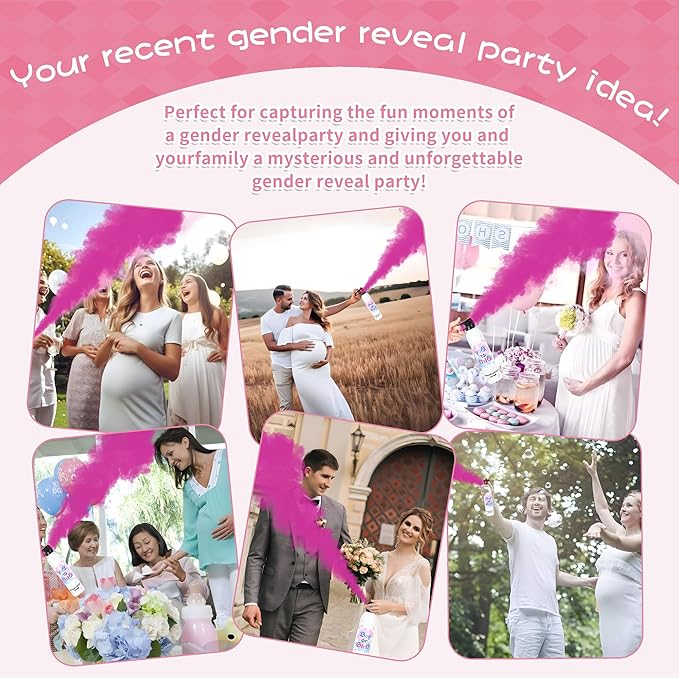 Baby Gender Reveal Fire Extinguisher; Colorful Smoke Powder Spray; 100% Safe and Eco-Friendly Gender Reveal Party Idea (300g pink 2pcs)