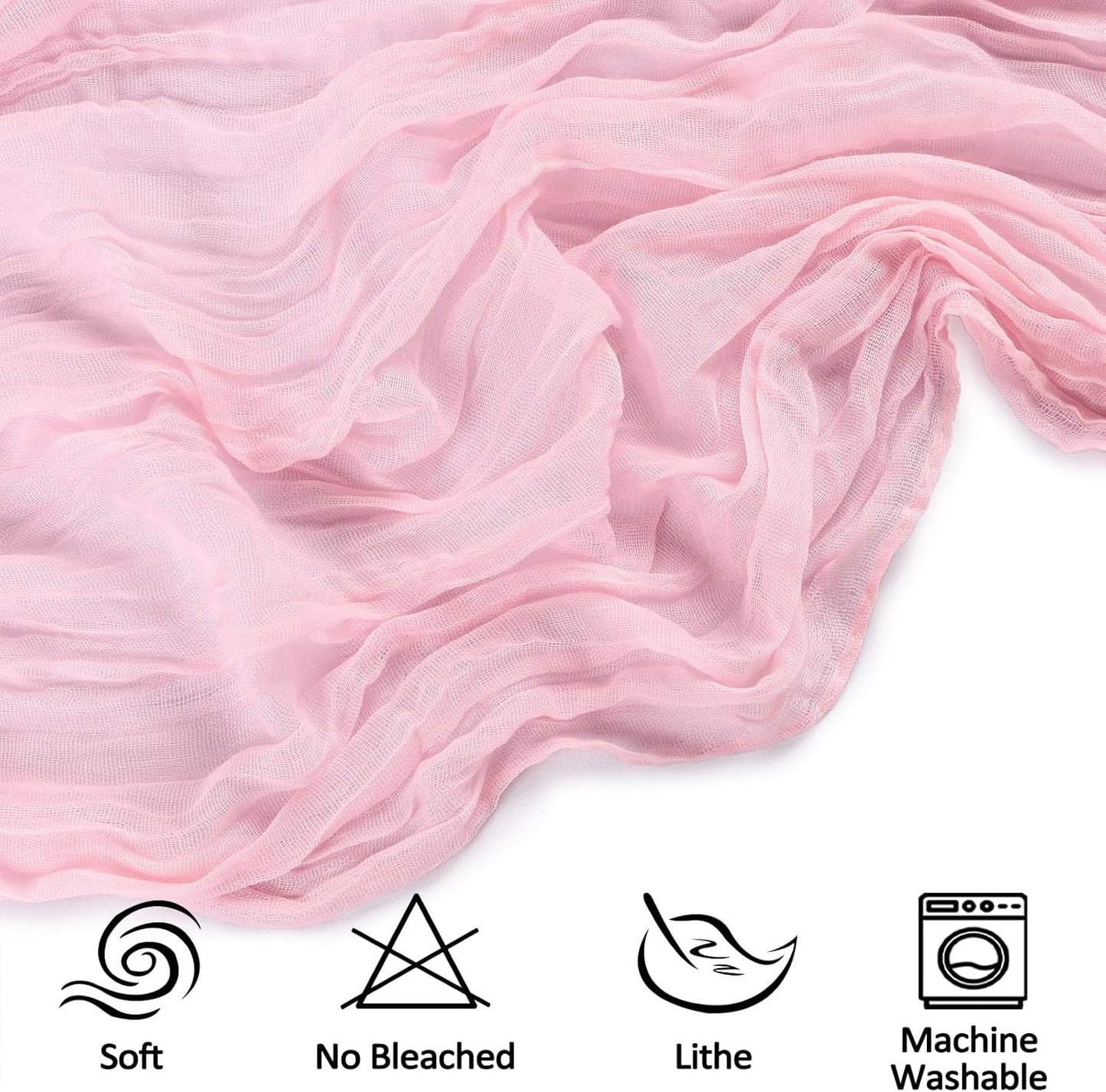 12 Pack 10FT Pink Cheesecloth Table Runner 35x120 Inch Gauze Rustic Boho Table Runner Cheese Cloth for Wedding Decor Birthday Party Bridal Baby Shower Table Centerpiece Decoration