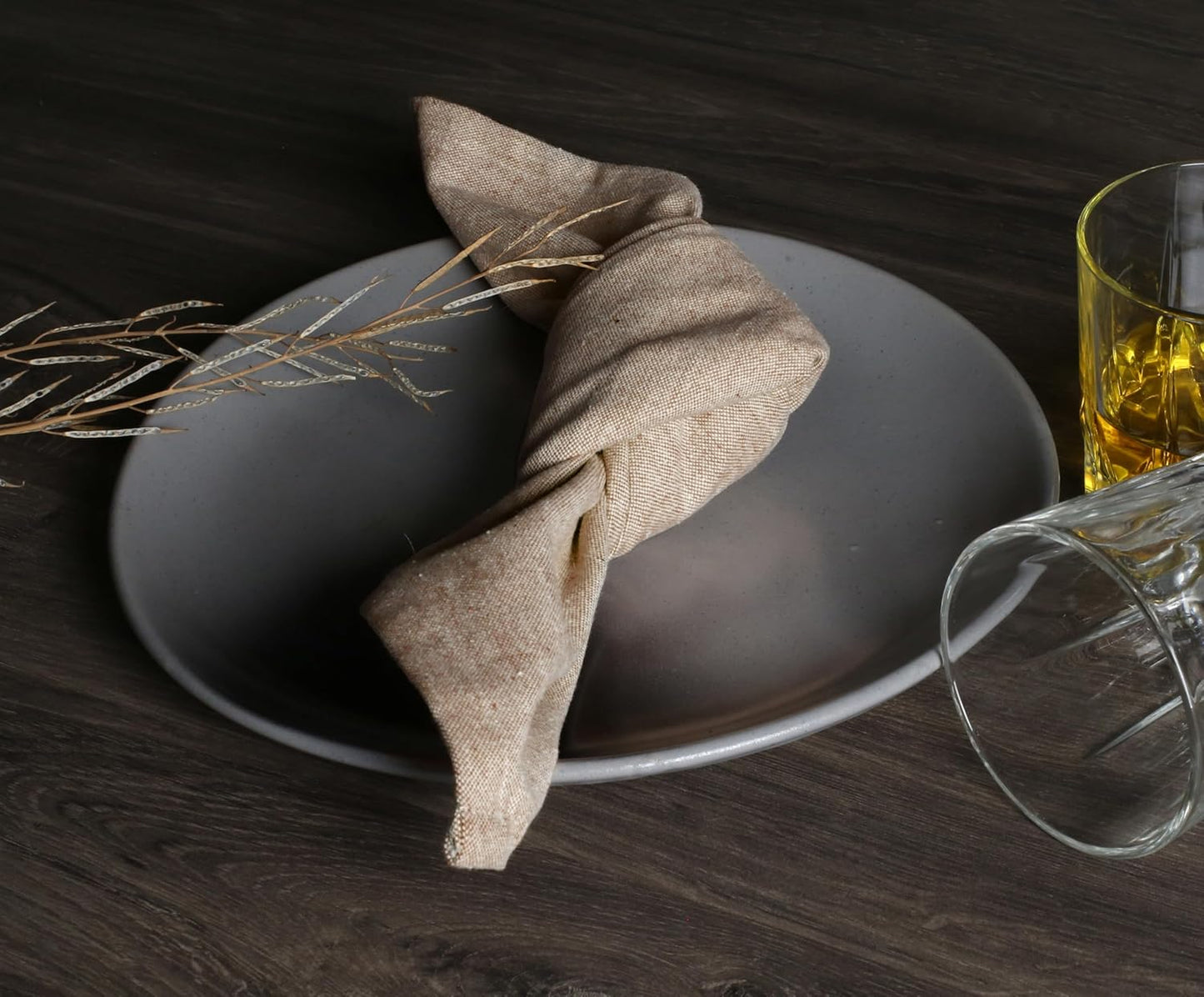 Native Fab Chambray Cloth Napkin Set of 4, 100% Cotton, Washable, Reusable Dinner Cloth Napkin 17x17 inches, Table Decor Napkins for Dinner, Events, Brown