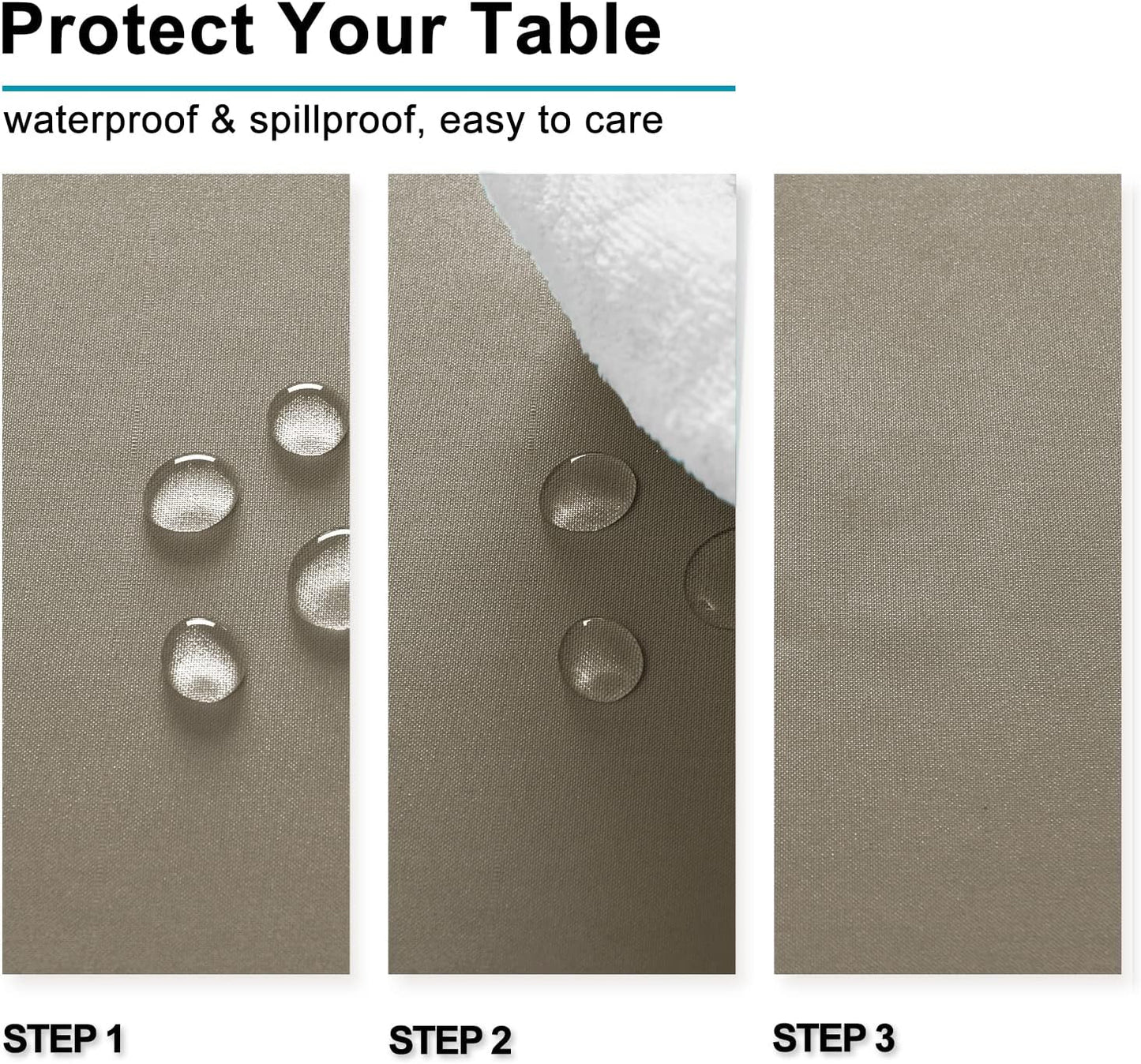 Hiasan Taupe Square Tablecloth - Waterproof and Spillproof Restaurant Washable Polyester Table Cloth for Dining Room, 54 x 54 Inch