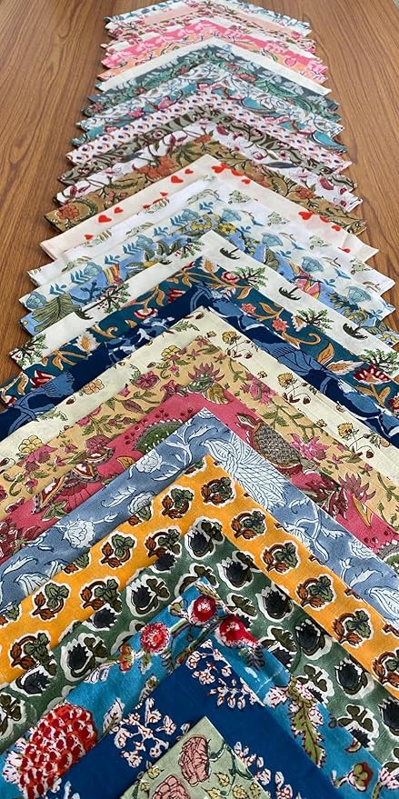 Ridhi Assorted Hand Block Print 100% Cotton Napkins 18" x 18" (Set of 100) Reuseable Kitchen Napkins Cloth Decor Dinner Party Wedding Cocktail Gift for Spring, Easter, Valentine