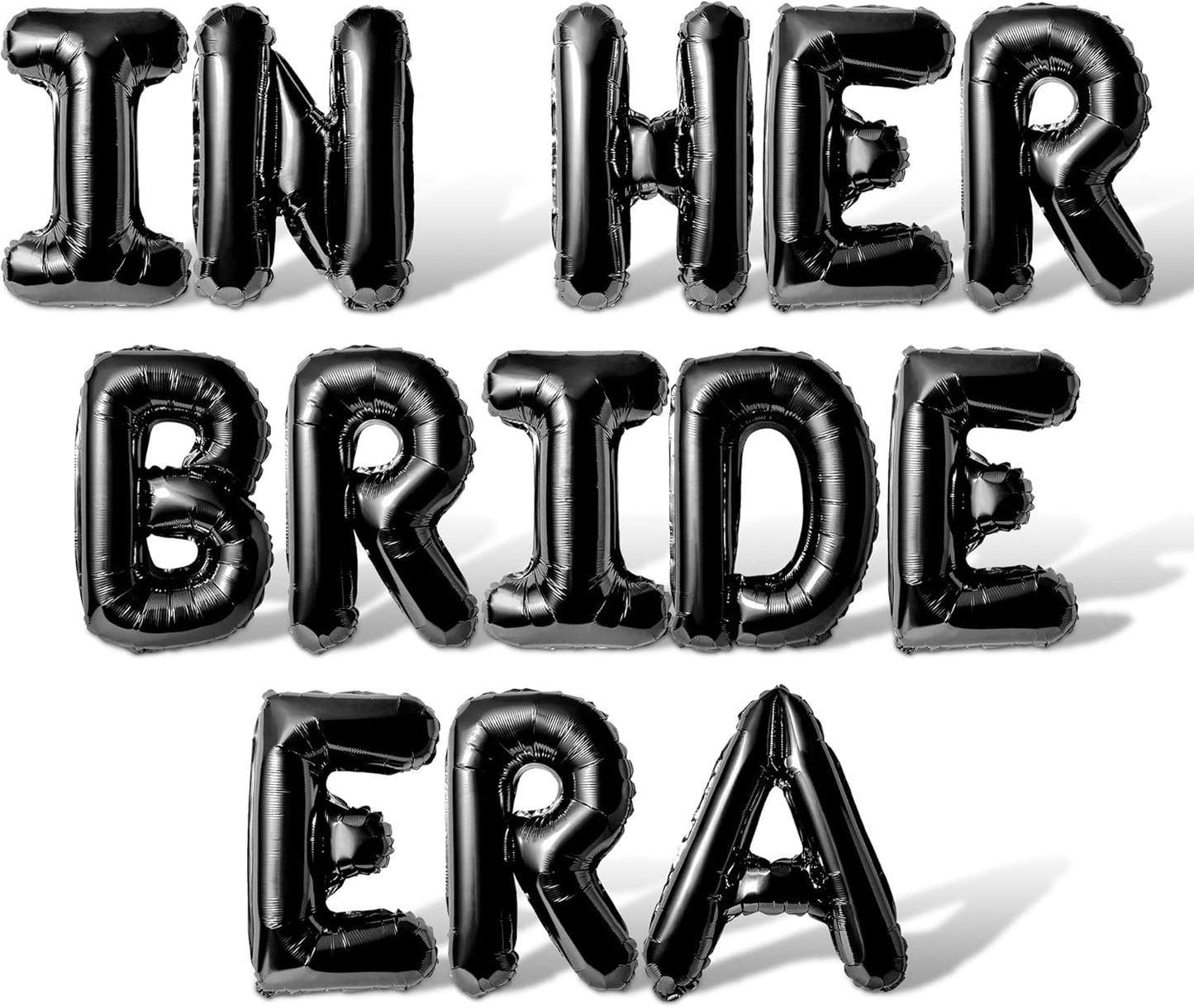 Letter Balloons - IN HER BRIDE ERA 16" Inch Alphabet Letters Foil Mylar Balloon Bachelorette Party Banner (Black)