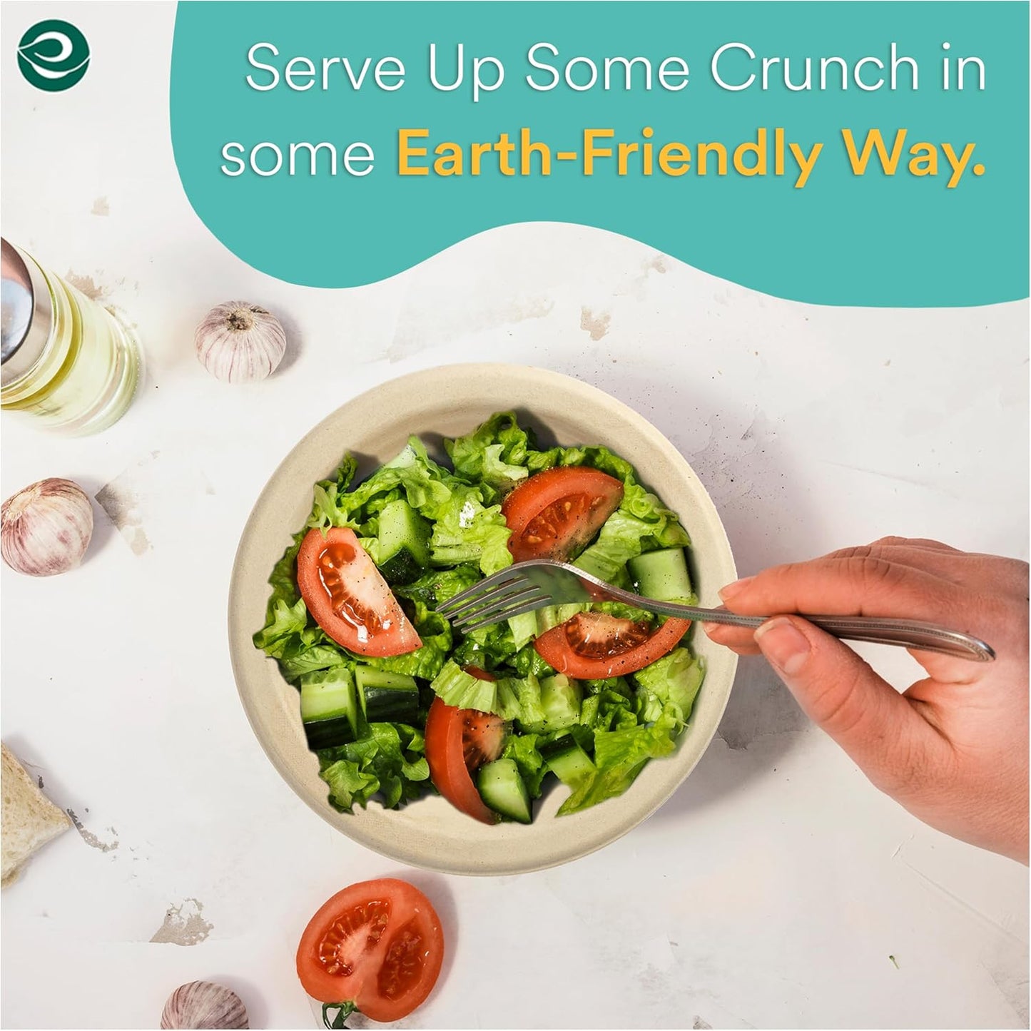 ECO SOUL 100% Compostable 12 Oz Soup Bowls [2 Packs of 100] Disposable Sturdy Bowls I Heavy Duty Paper Bowl I Eco-Friendly Salad Bowl I Biodegradable Small