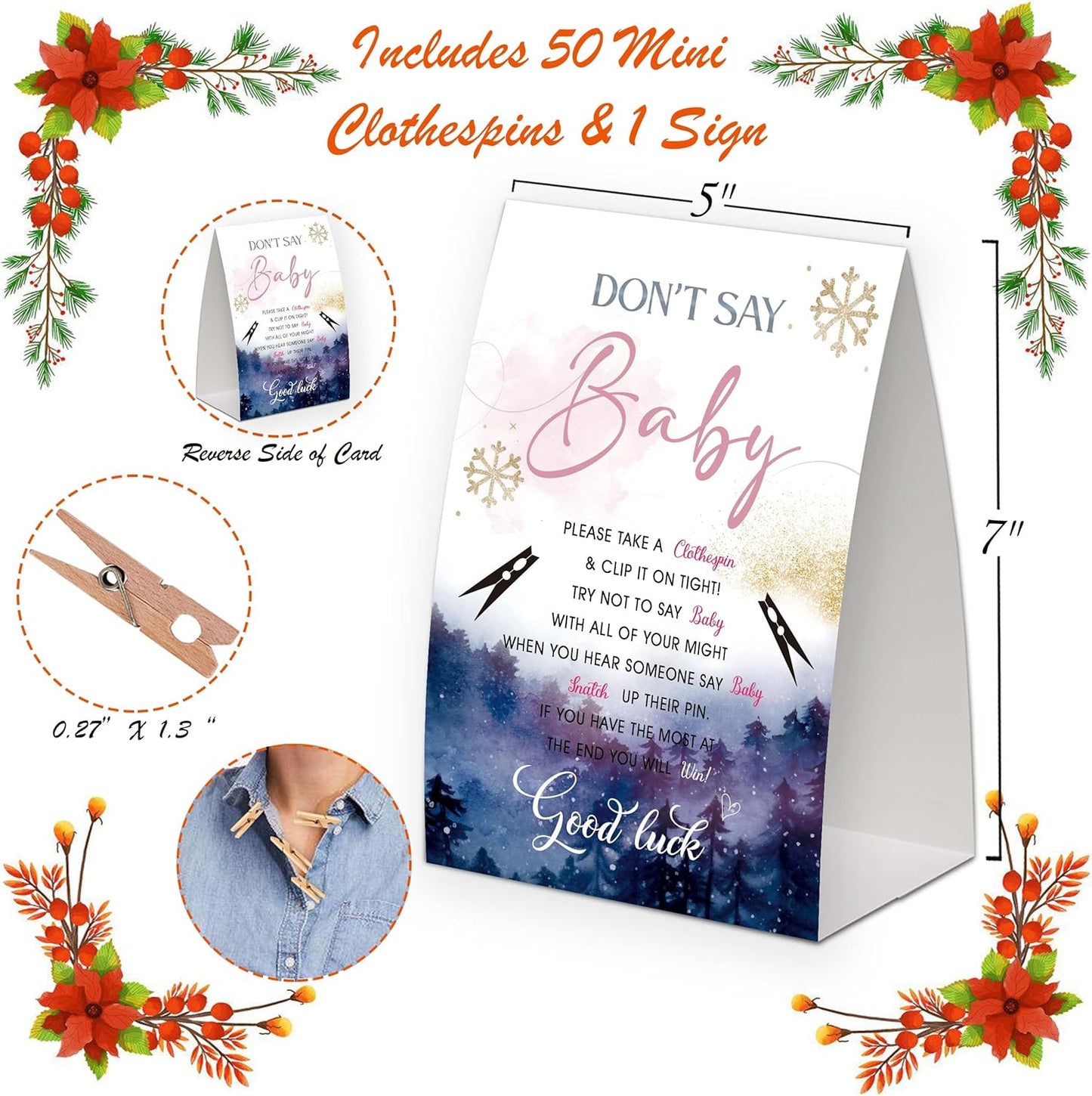 Winter Boho Starry Sky Shower Decorations,Don't Say Baby Baby Shower Game,Gender Neutral Baby Shower Decorations,Small Clothespin Game,Baby Shower Ideas,Baby Shower Games 50 Guest,Party Games