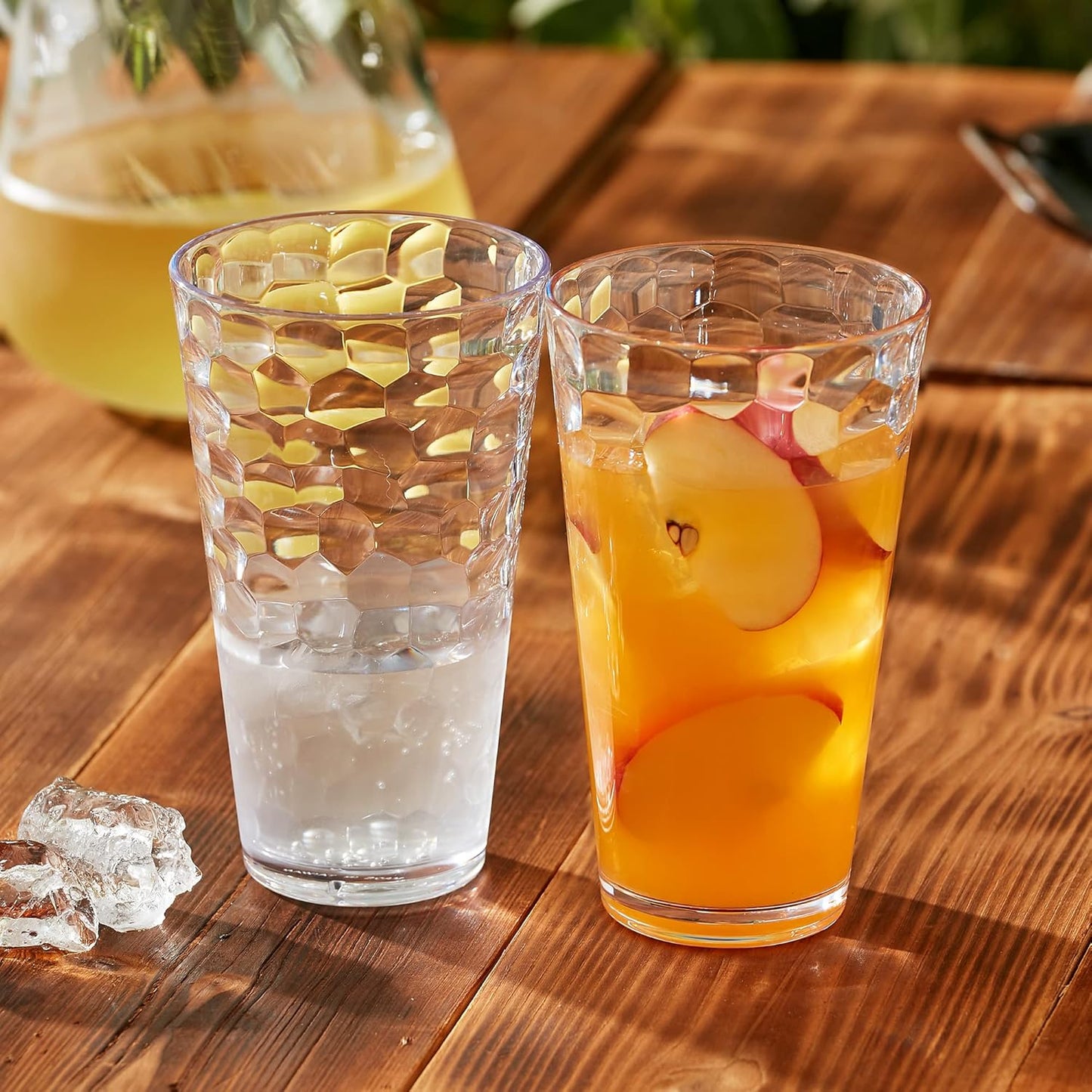 Amazing Abby - Iceberg - 24-Ounce Plastic Tumblers (Set of 8), Clear High-Balls, Stackable, BPA-Free, Shatter-Proof, Dishwasher-Safe