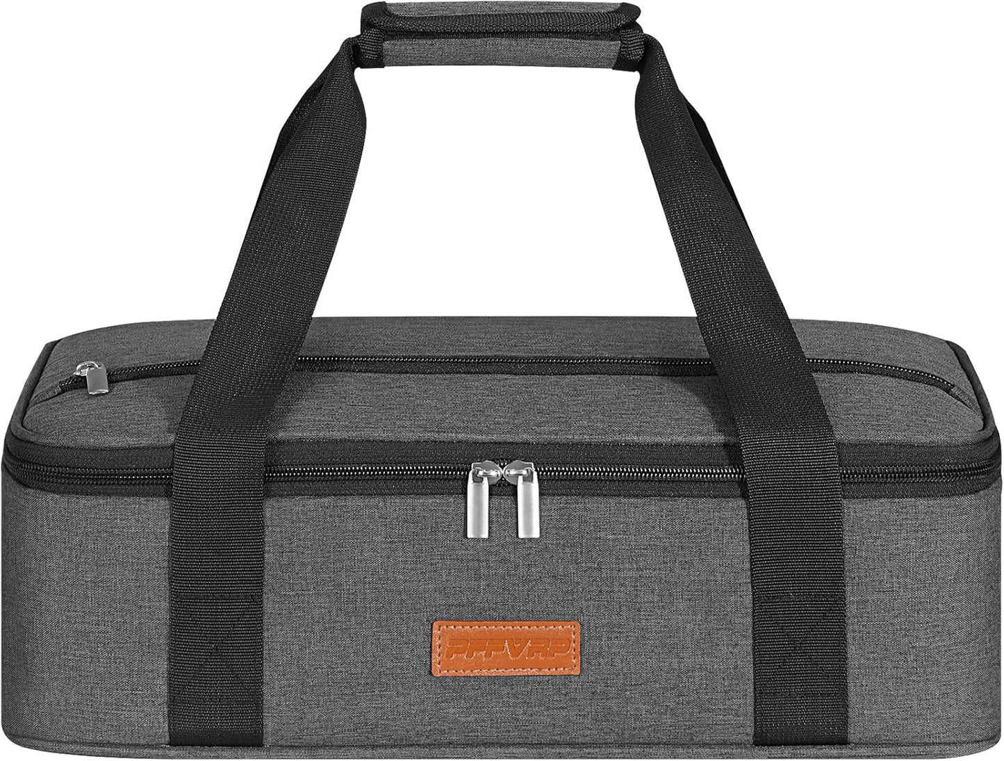Insulated Casserole Carrier for Hot or Cold Food, Reusable Insulated Food Carrier for Potluck Parties, Picnic, Cookouts, Fits 11 x 15 or 9 x 13 Lasagna Pan, Casserole Dish, Baking Dish（Gray）