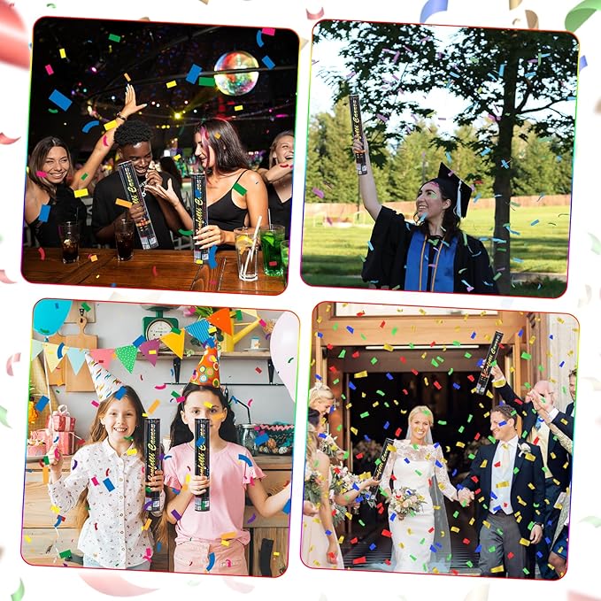 Confetti Cannon Multicolor Party Poppers 12 Inch Poppers 6 Pack Popper Cannon Biodegradable Confetti Popper for Graduation Birthday Wedding Christmas New Year Celebration Confetti Shooters