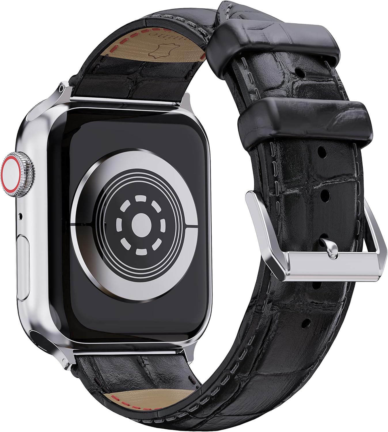 Waloo Genuine Leather Crocodile Embossed Design Alligator Replacement Watch Band Compatible With Your Apple Watch Series 10/9/8/7/6/5/4/3/2/1/SE/Ultra Fits Sizes 38mm, 40mm, 41mm, 42mm, 44mm, 45mm, 46mm, 49mm
