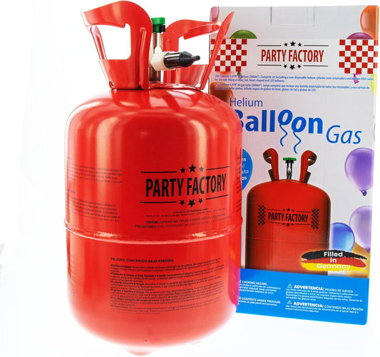 Party Factory Helium Tank for up to 30 Latex Balloons, Helium Cylinder 7 cu. ft. Gas with filling quantity for Balloons, Ideal for Birthday Party, Wedding