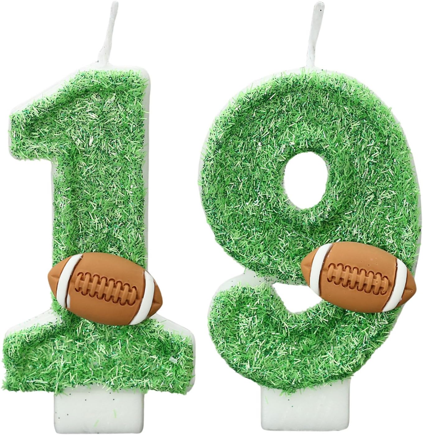 Football Birthday Number Candles for Cake Green Number 19 Candle Football Cake Topper Cupcake Topper for Football Birthday Party Decorations Supplies Favors