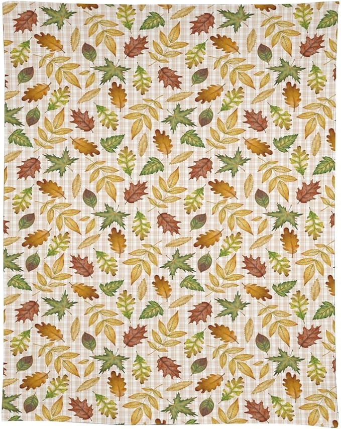 YCness Autumn Maple Leaves Tablecloth, Thanksgiving Autumn Harvest Watercolor Ginkgo Biloba Abstract Geometry Leaves Table Cover for Party Picnic Dinner Decor 60x90 Inch Rectangle