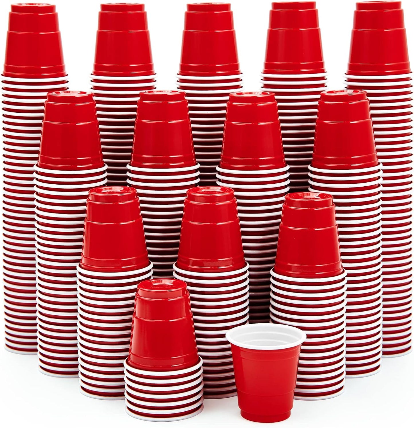 Lilymicky 600 PACK 2 oz Plastic Shot Glasses, Mini Red Disposable Shot Cups for Parties, Carnivals, and Any Events