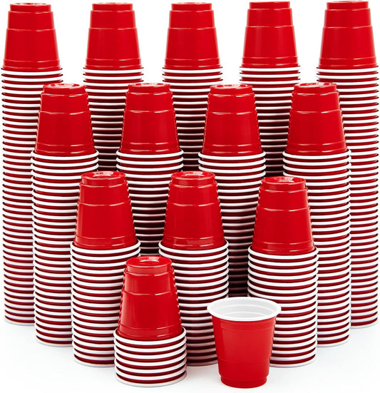 Lilymicky 600 PACK 2 oz Plastic Shot Glasses, Mini Red Disposable Shot Cups for Parties, Carnivals, and Any Events
