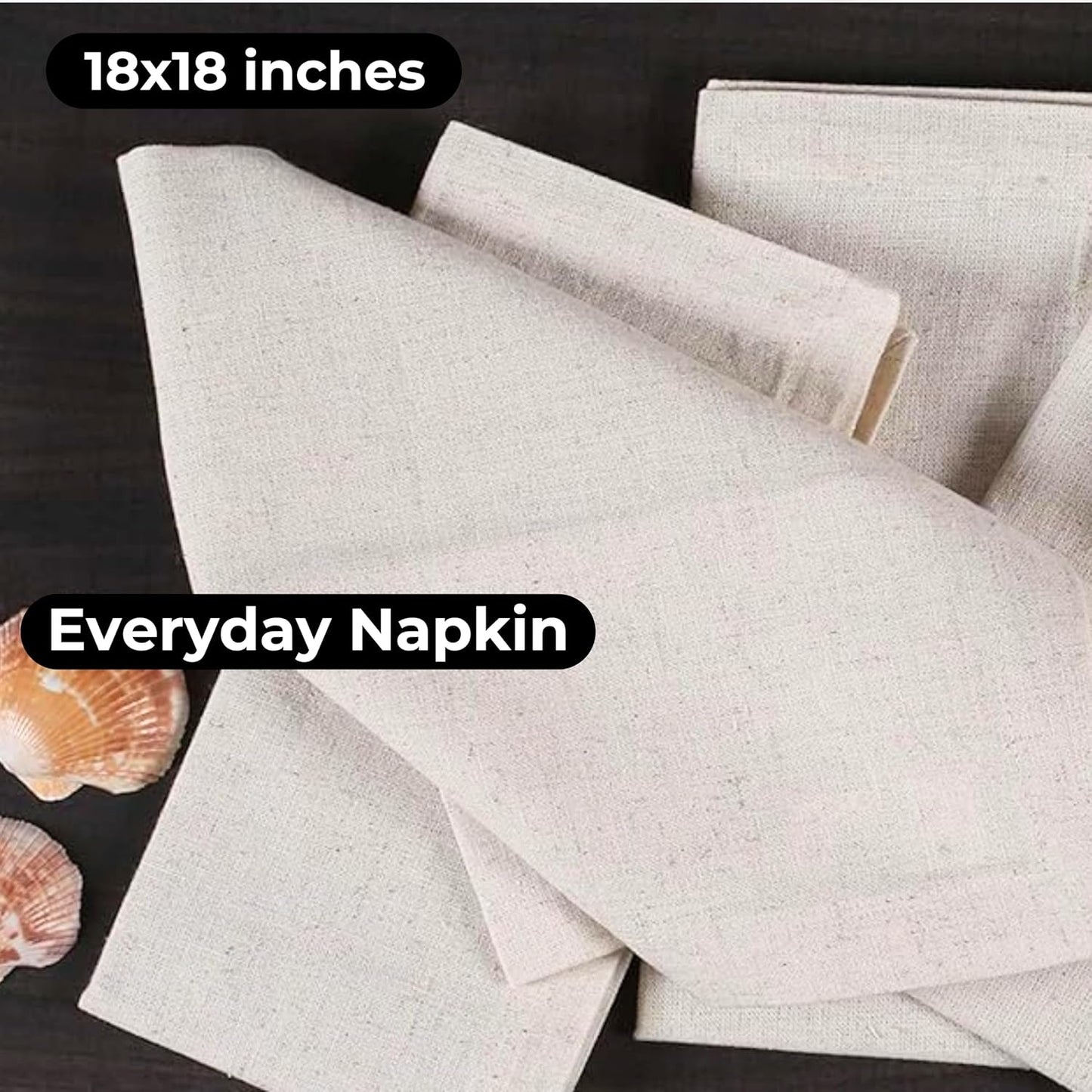 Homidate Linen Flax Cotton Cloth Dinner Napkins Set of 12 – 18x18 Natural Hemstitched Reusable Fabric Napkins for Weddings, Parties, Dinners & Table Décor – Elegant & Durable