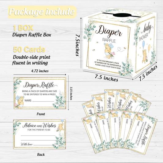 Winnie the Pooh Baby Shower Decorations-Winnie Baby Shower Decorations-Winnie Baby Shower Games-Pooh Party Decorations-Baby Shower Diaper Raffle Box