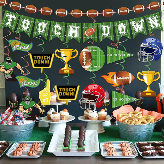 34Pcs Football Party Decorations Super Bowl Party Supplies Game Day Accessories Birthday Tailgate