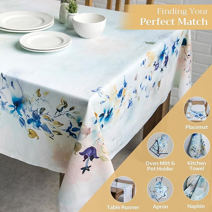 Maison d' Hermine Table Cloth Rectangle Table 100% Cotton 70 x 108 Inches Tablecloth Reusable Decorative for Dining Room Farmhouse Home Valentines Day Decorations Spring Summer - Lazy Summer Days