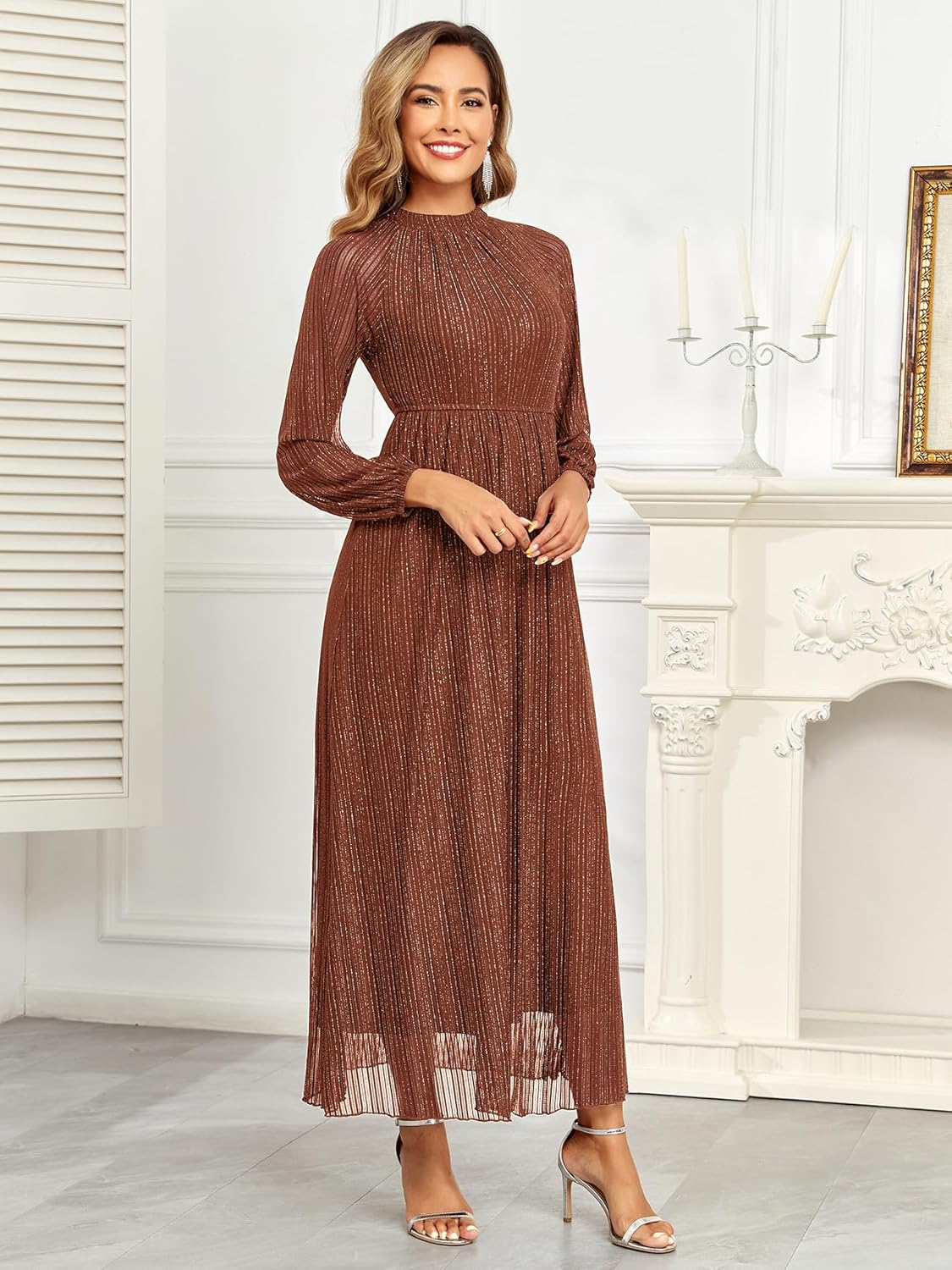 Maternity Sparkly Mesh Dress Halter Neck Sleeveless A Line Pregnancy Dresses Semi Formal Baby Shower Photoshoot