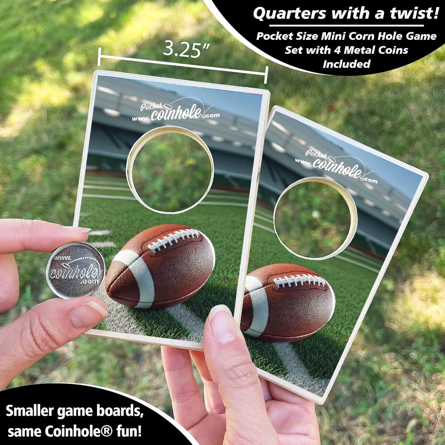 Coinhole Desktop Coin Bouncing Party Game Set | Tabletop Cornhole Board Game | Small Cornhole Travel Game Includes Coins