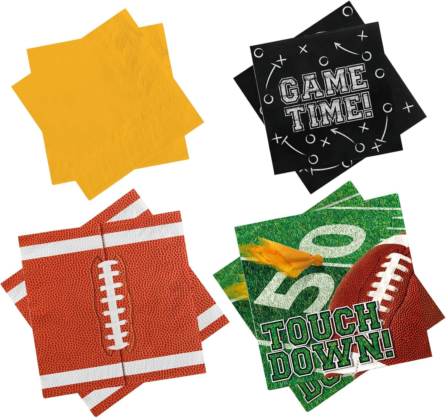 96-Pack Football Party Supplies - 48 Luncheon & 48 Cocktail Napkins | 3-Ply, Disposable, for Tailgate & Birthday Decorations