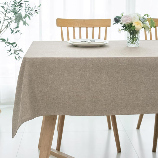 maxmill Rectangular Tablecloth Linen Texture Stain Proof Waterproof Wrinkle Free Spillproof Washable Slubby Texture Table Cloth Farmhouse Tablecloths for Dining Party Holiday, 60 x 140 Inch, Mocha