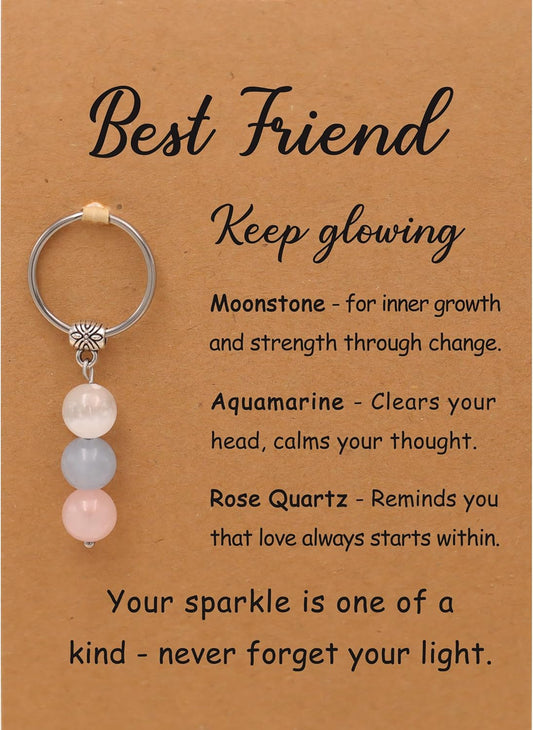 PRCOLUX Natural Healing Crystal Keychain Gifts for Women, Best Friend, Mom, Aunt, Wife Birthday Christmas Graduation Gifts