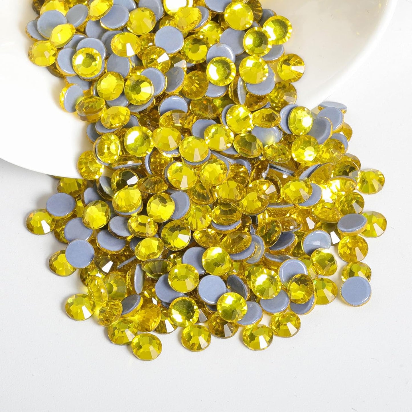 Beadsland Hotfix Rhinestones, 144pcs Crystal Rhinestones for Crafts Clothes DIY Decoration, Lemon Yellow, SS40, 8.3-8.6mm