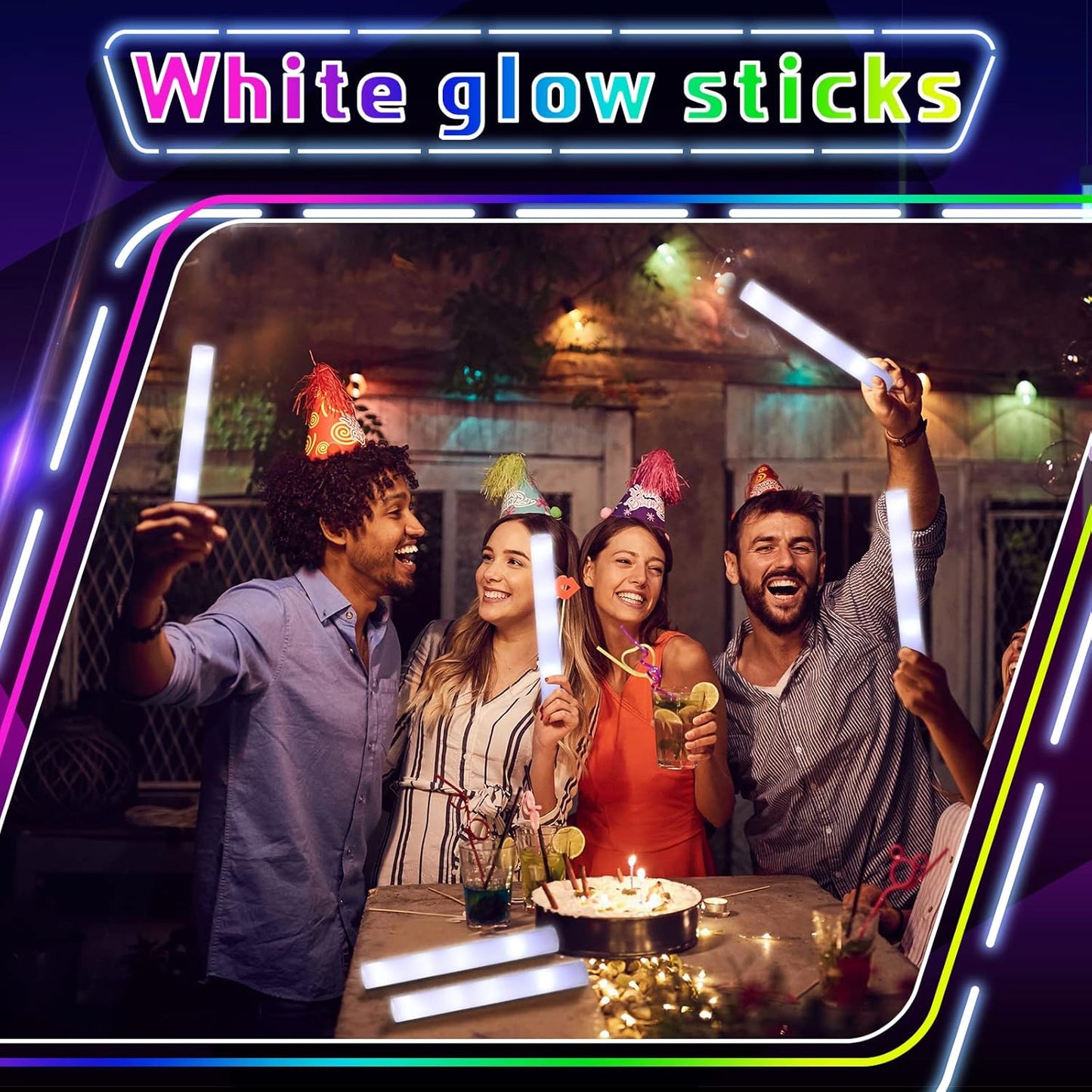 Liliful Glow LED Cheer Sticks Light up Sticks Wedding Wand for Birthday Bridal Shower Raves Carnival Concert Glow in Dark Party(48 Pcs)
