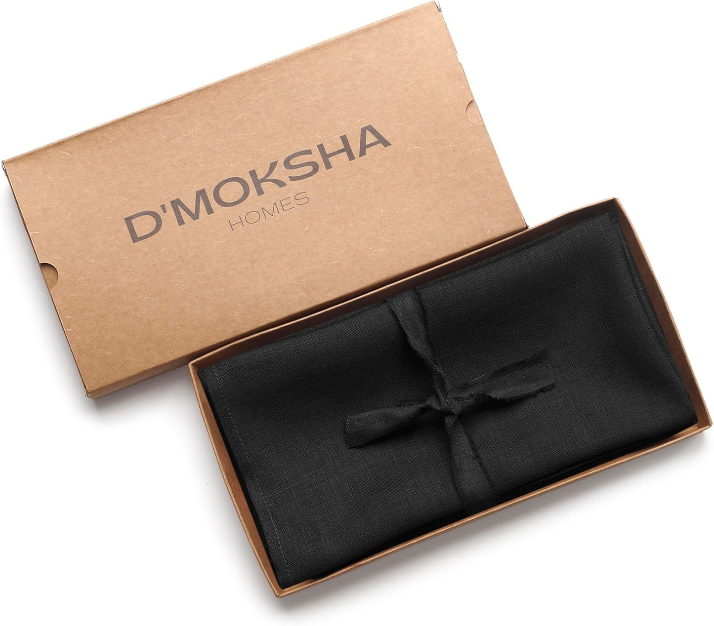 D'Moksha Homes Black Linen Napkins 18 x 18 Inch - 100% Pure Linen Cloth Washable Dinner Napkins Set of 4 for Fall, Thanksgiving, Holiday